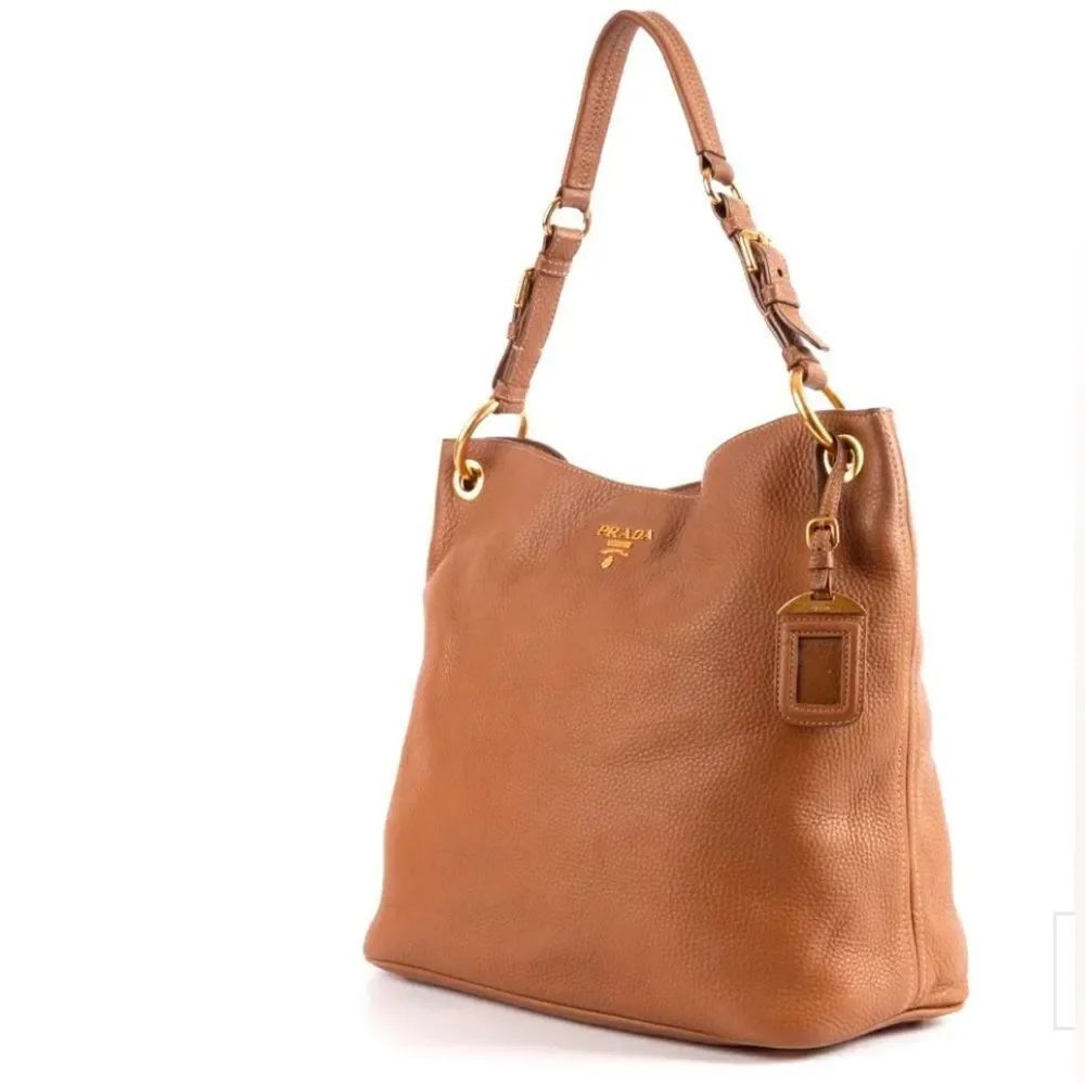 PRADA Tan Brown Vitello Daino Leather Hobo Bag - Picture 4 of 14